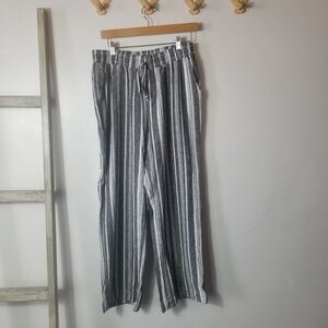 BRIGGS WOMEN'S BLACK AND WHITE FLOWY PANTS SIZE LARGE